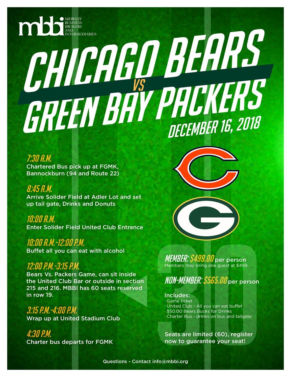 MBBI - MBBI Exclusive Event - Chicago Bears vs Green Bay Packers